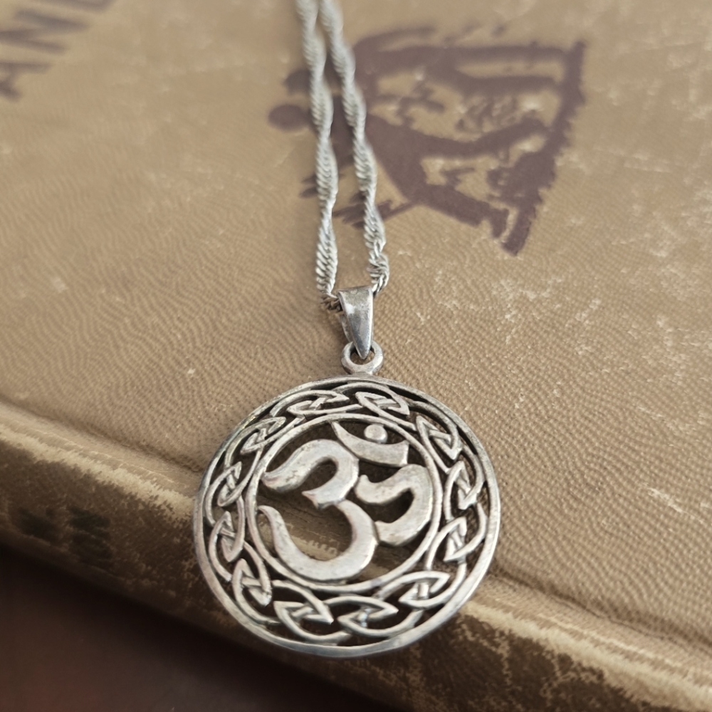 Sterling Silver Om Pendant Necklace